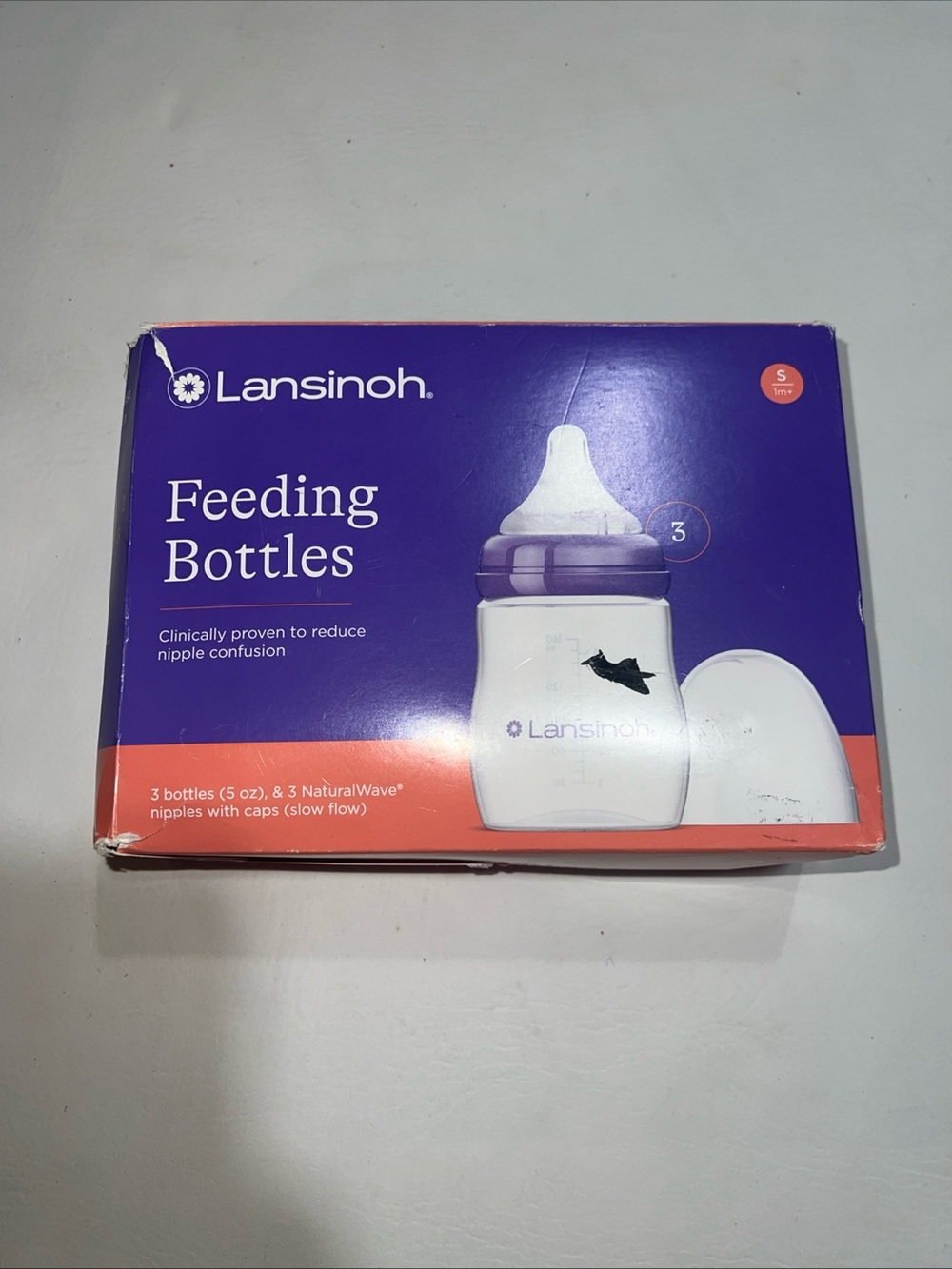 Lansinoh Feeding Bottles Boxed Set of 3 Bottles 5 oz Natural Wave Nipples & caps